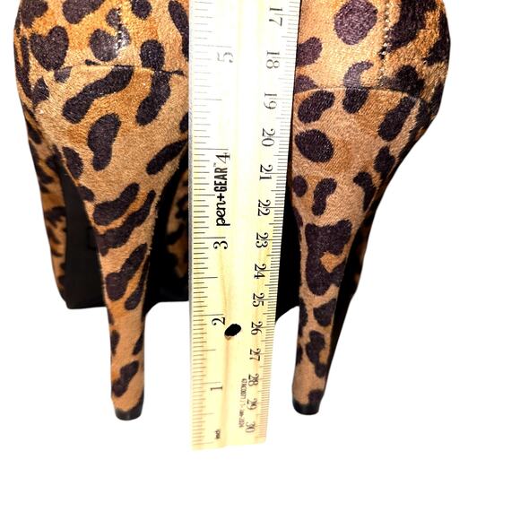 Wasabi 7 Platform Cheeta Print Brown Women's Shoe Stilettoes 4 1/2 High Heel - Picture 7 of 8